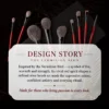 Vermilion Noir nine-brush arrangement with black ferrules and Vermilion Bird design story