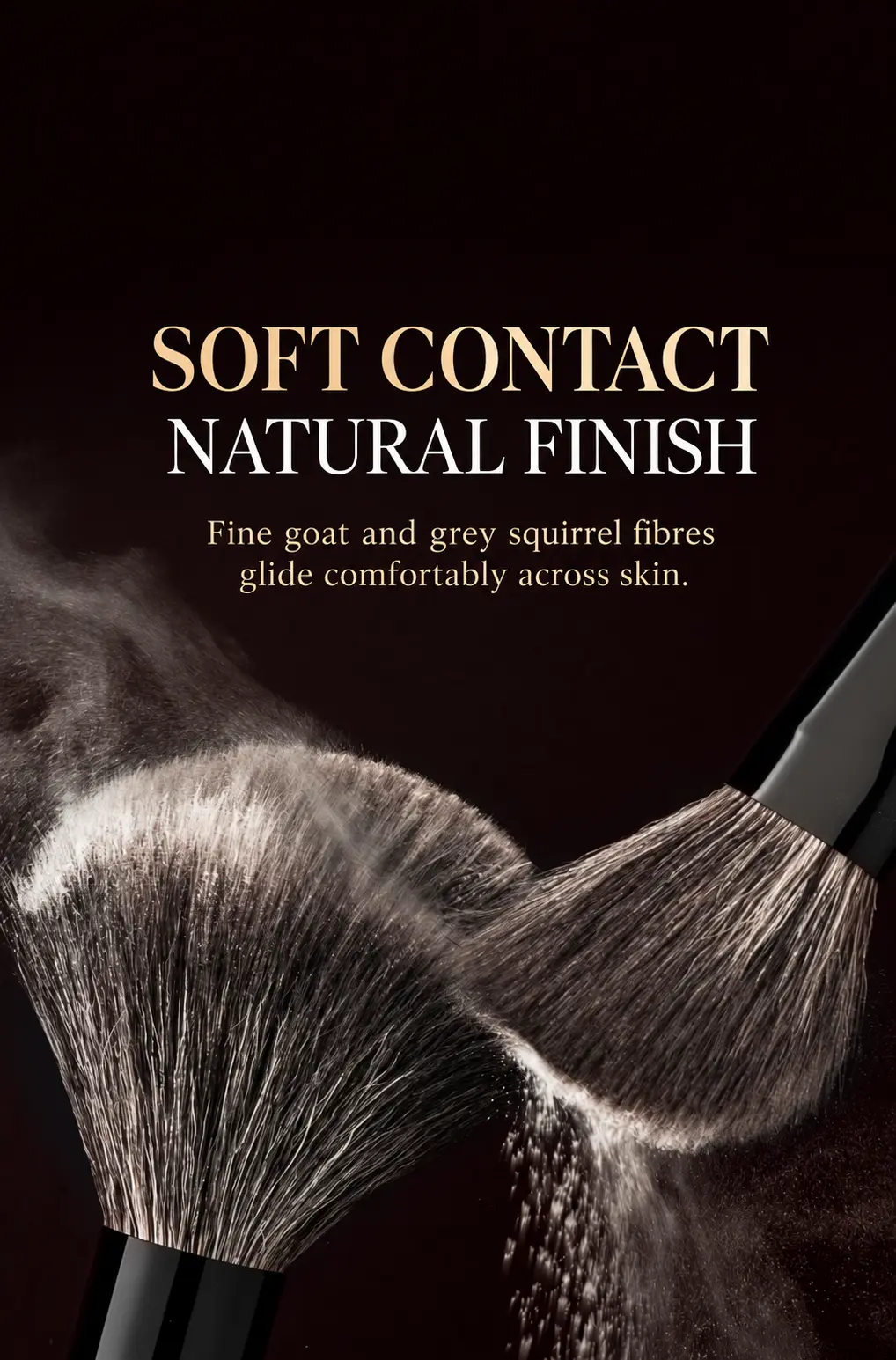 Vermilion Noir natural fibre brushes with glossy black ferrules showing soft contact