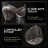 Vermilion Noir black-ferrule brush showing soft contact and controlled powder pickup