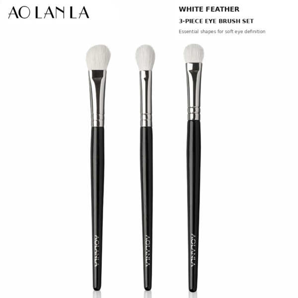AOLANLA White Feather 3-Piece Eye Brush Set AOLANLA White Feather three-piece natural-hair eye brush set on a white background