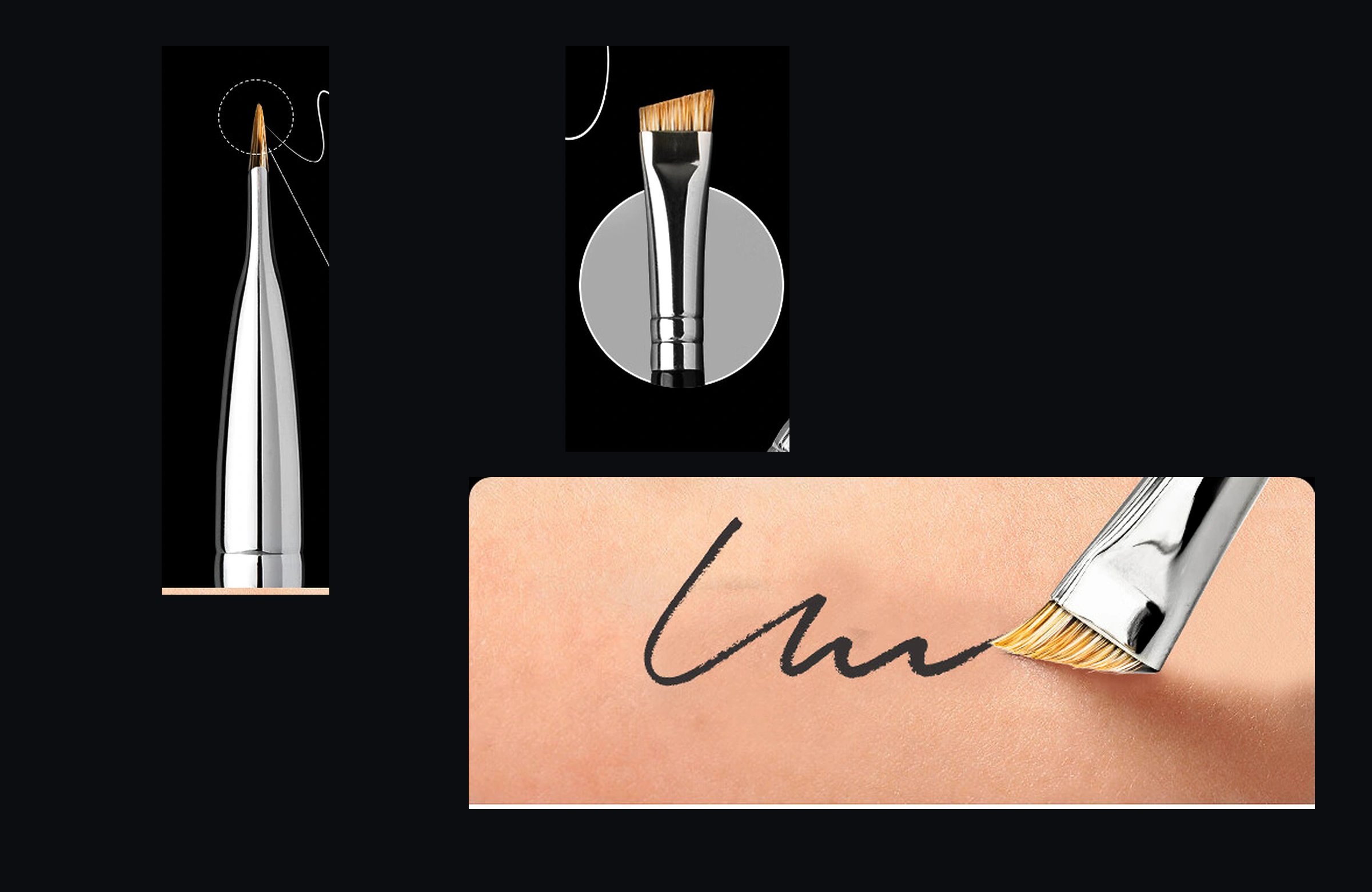 White Feather fine liner and angled brow brush precision demonstration