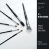 Blue 11-Piece Brush Set with Makeup Bag